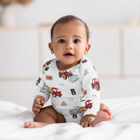 Construction Truck Collection 0-6M Baby Clothes Bodysuits - 2 Pack Set