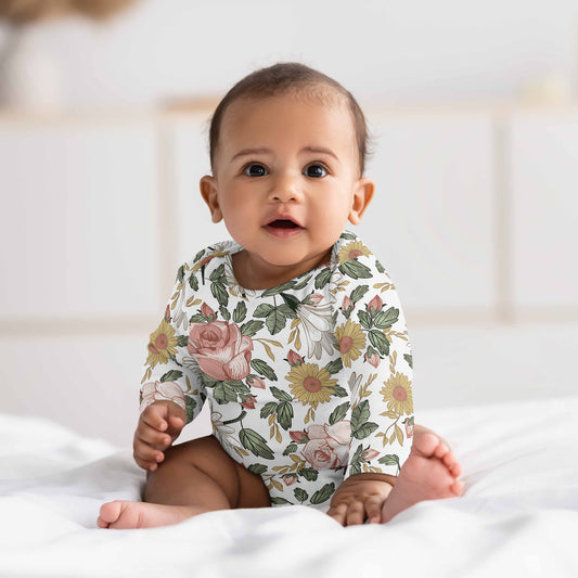 Vintage Floral Collection 0-6M Baby Clothes Bodysuits - 2 Pack Set