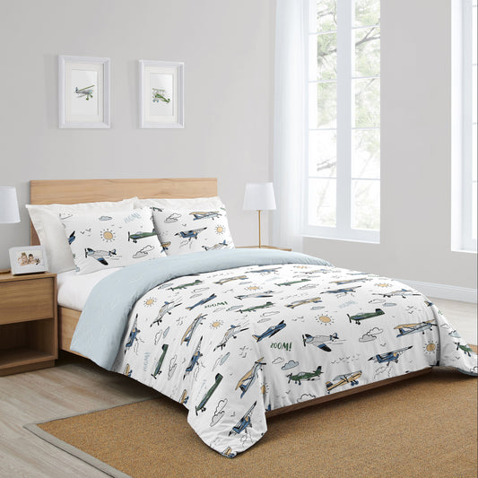 Airplane Green and Blue Collection Full/Queen Bedding