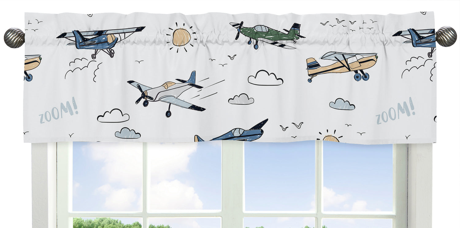 Airplane Green and Blue Collection Window Valance