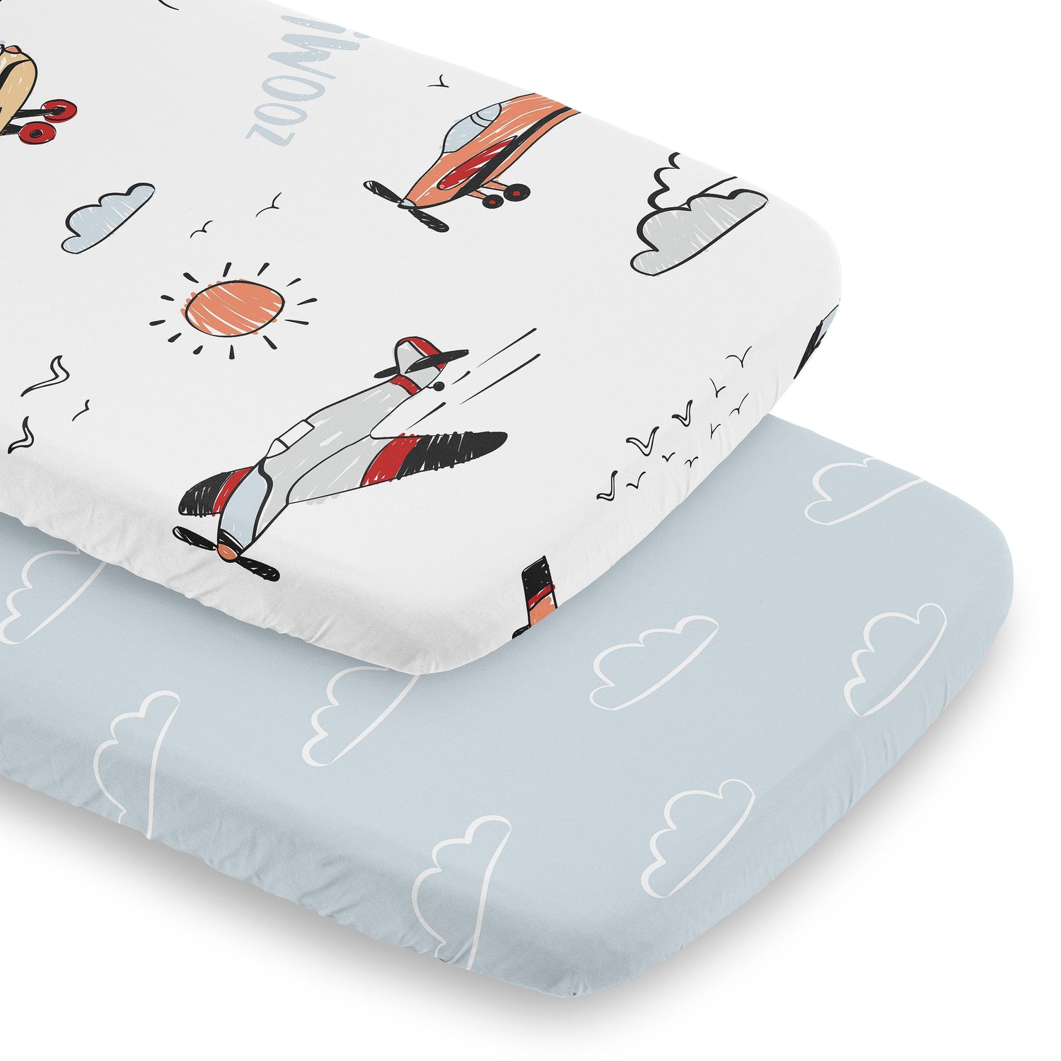 Airplane Red and Blue Collection 2 Pack Baby Bassinet Fitted Sheets