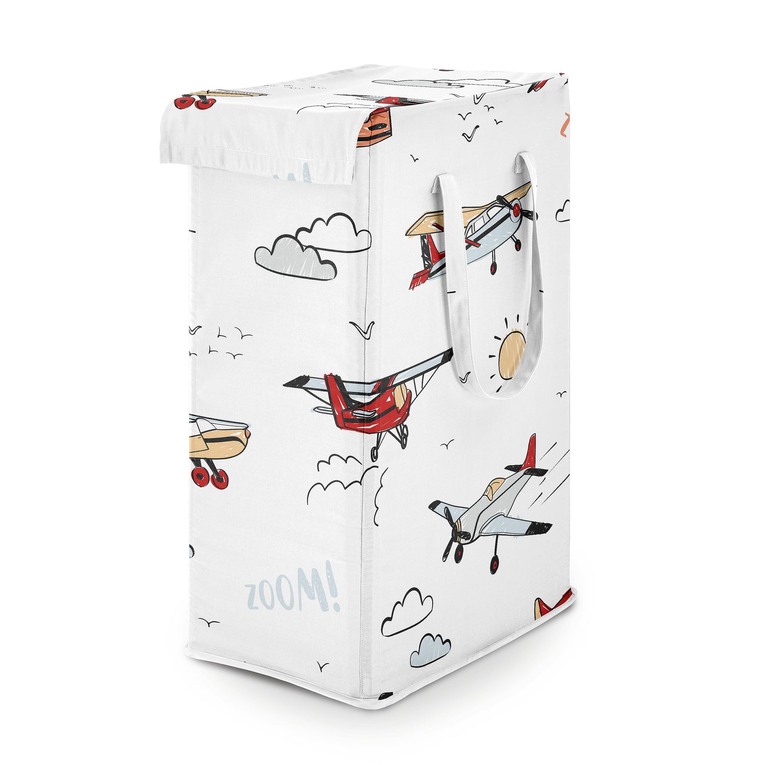 Airplane Red and Blue Collection Laundry Hamper with Handles