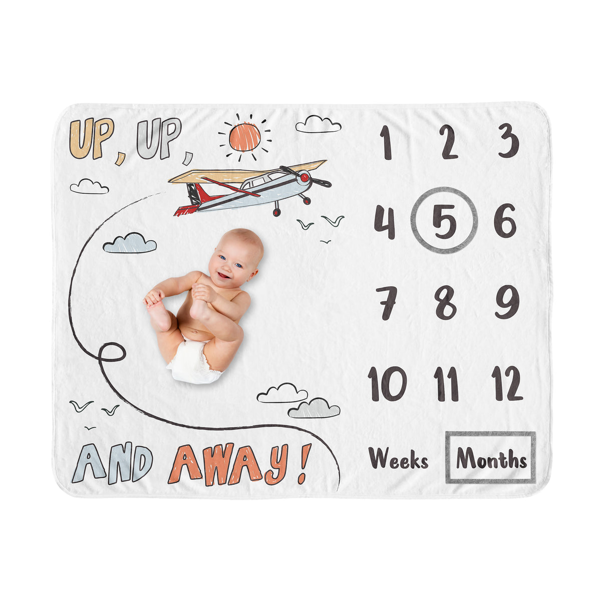 Airplane Red and Blue Collection Monthly Milestone Baby Blanket