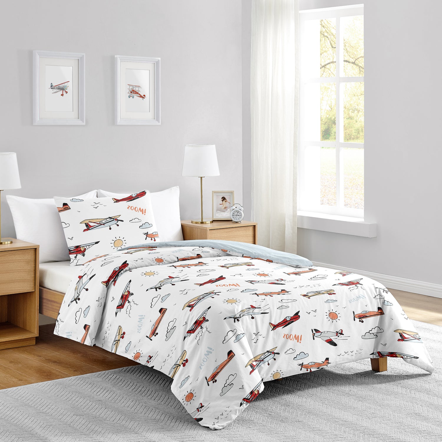 Airplane Red and Blue Collection Twin Bedding