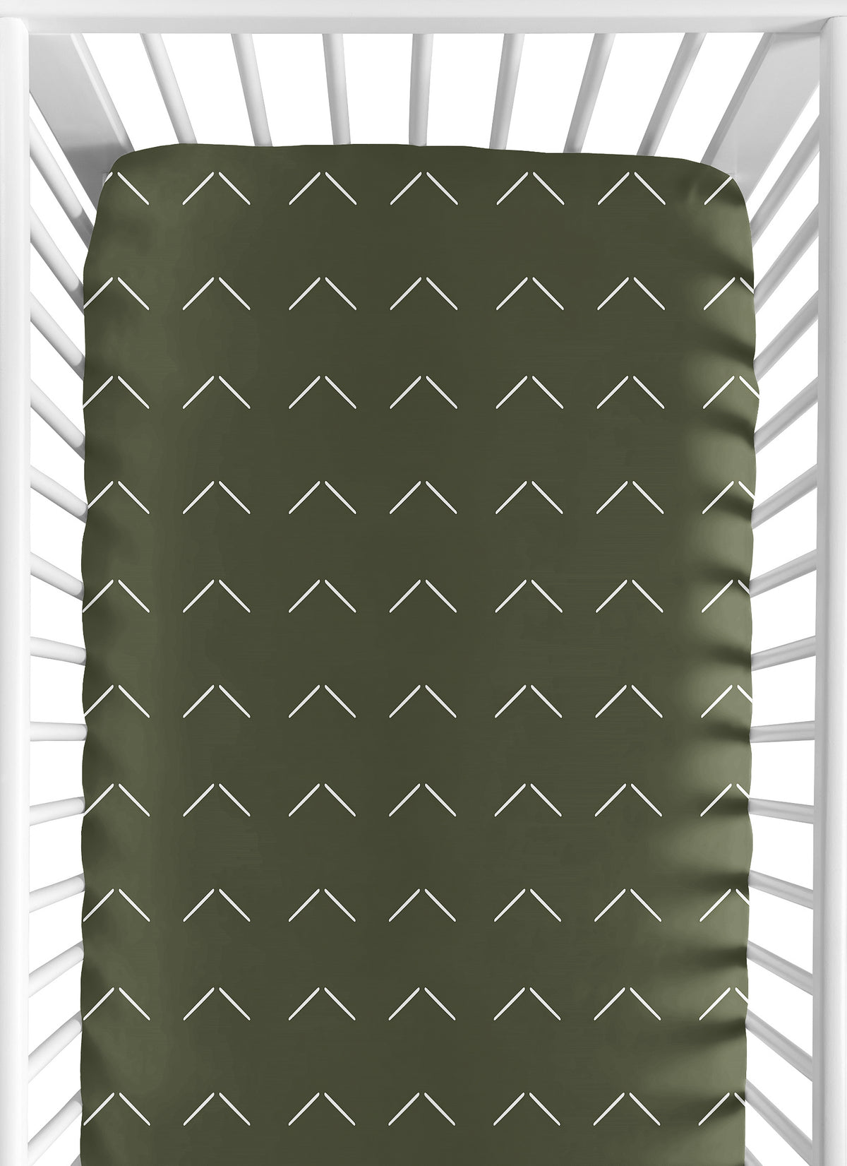 Woodland Arrow Green and White Crib Sheet