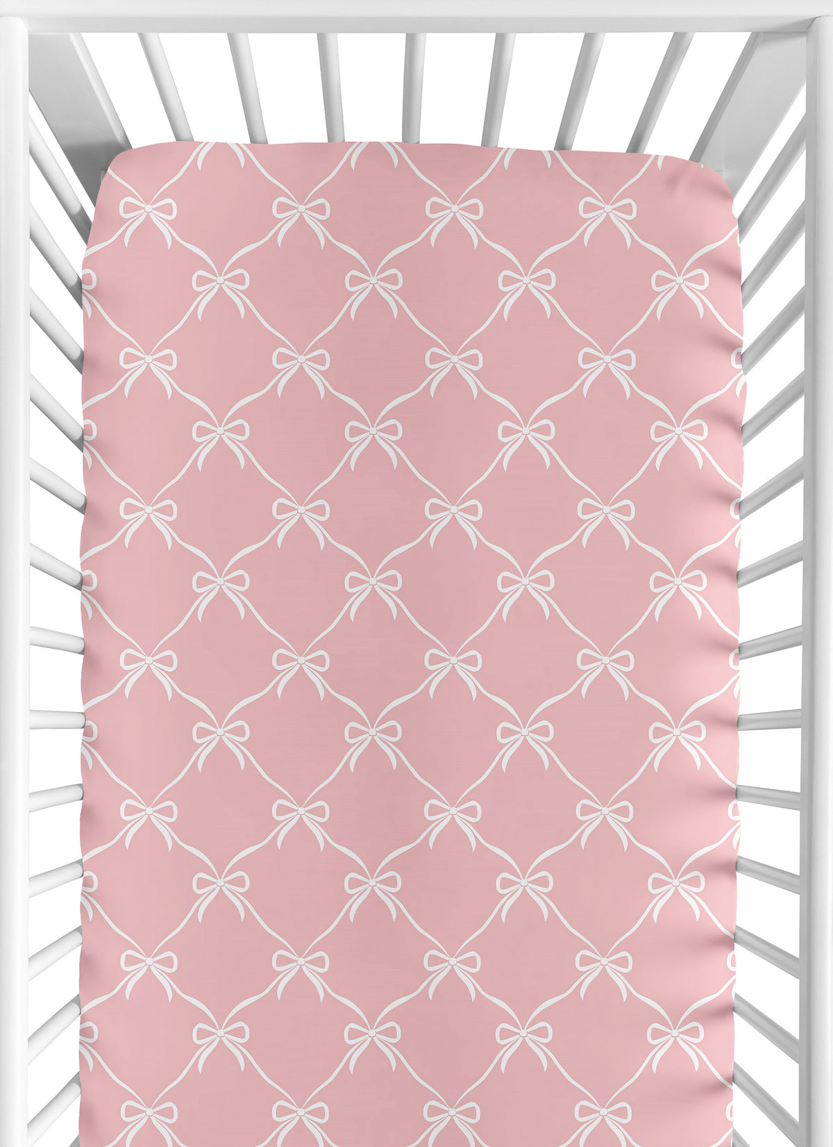 Ballerina and Ballet Bows Collection Crib Sheet - Pink Bow Print