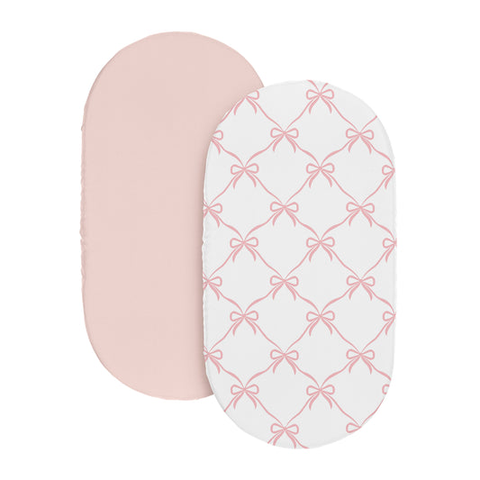 Ballerina and Ballet Bows Collection 2 Pack Baby Bassinet Fitted Sheets