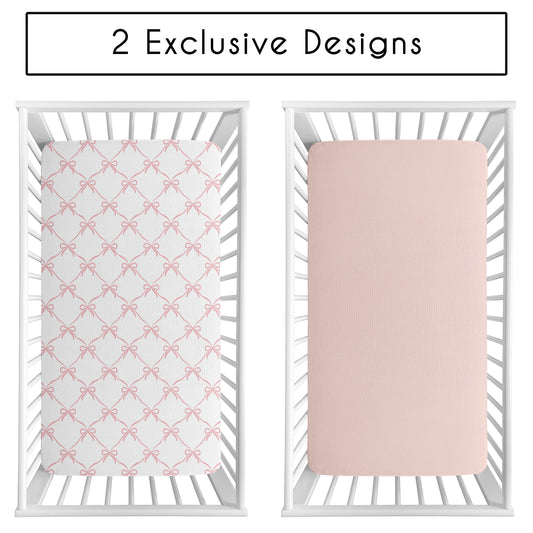 Ballerina and Ballet Bows Collection 100% Cotton Muslin 2 Pack Crib Sheets