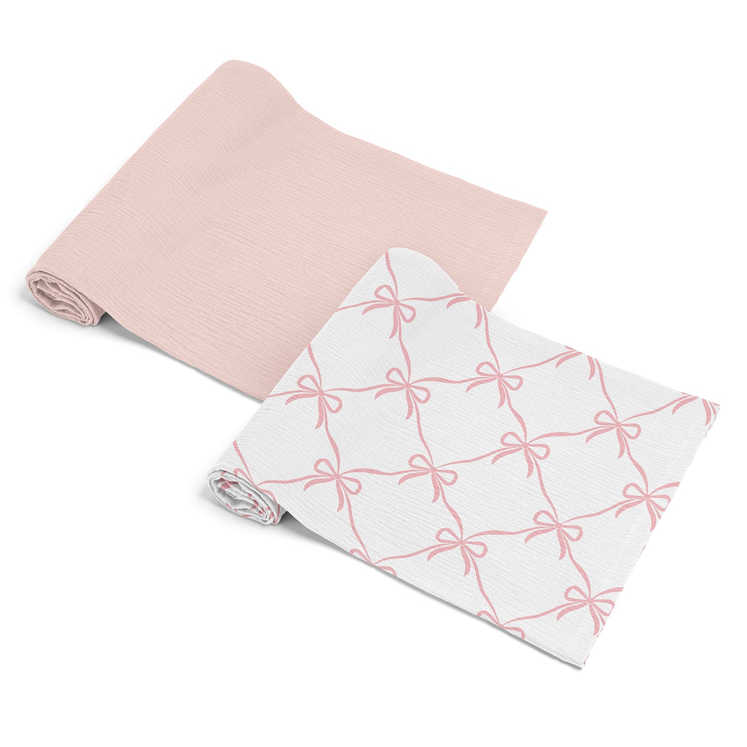 Ballerina and Ballet Bows Collection 2 Pack 100% Cotton Muslin Baby Swaddle Receiving Blankets