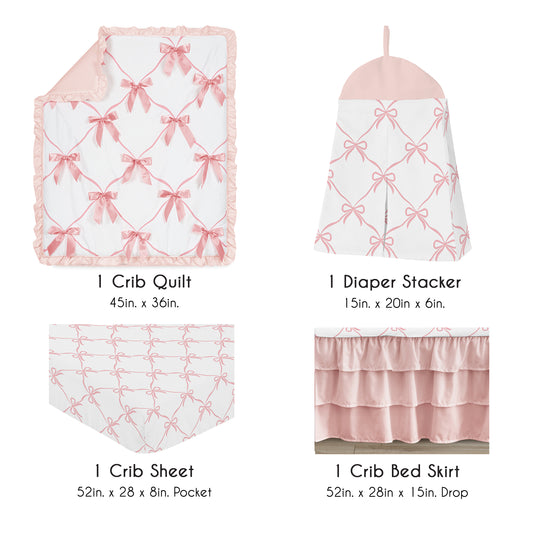 Ballerina and Ballet Bows Collection 4 Piece Crib Bedding