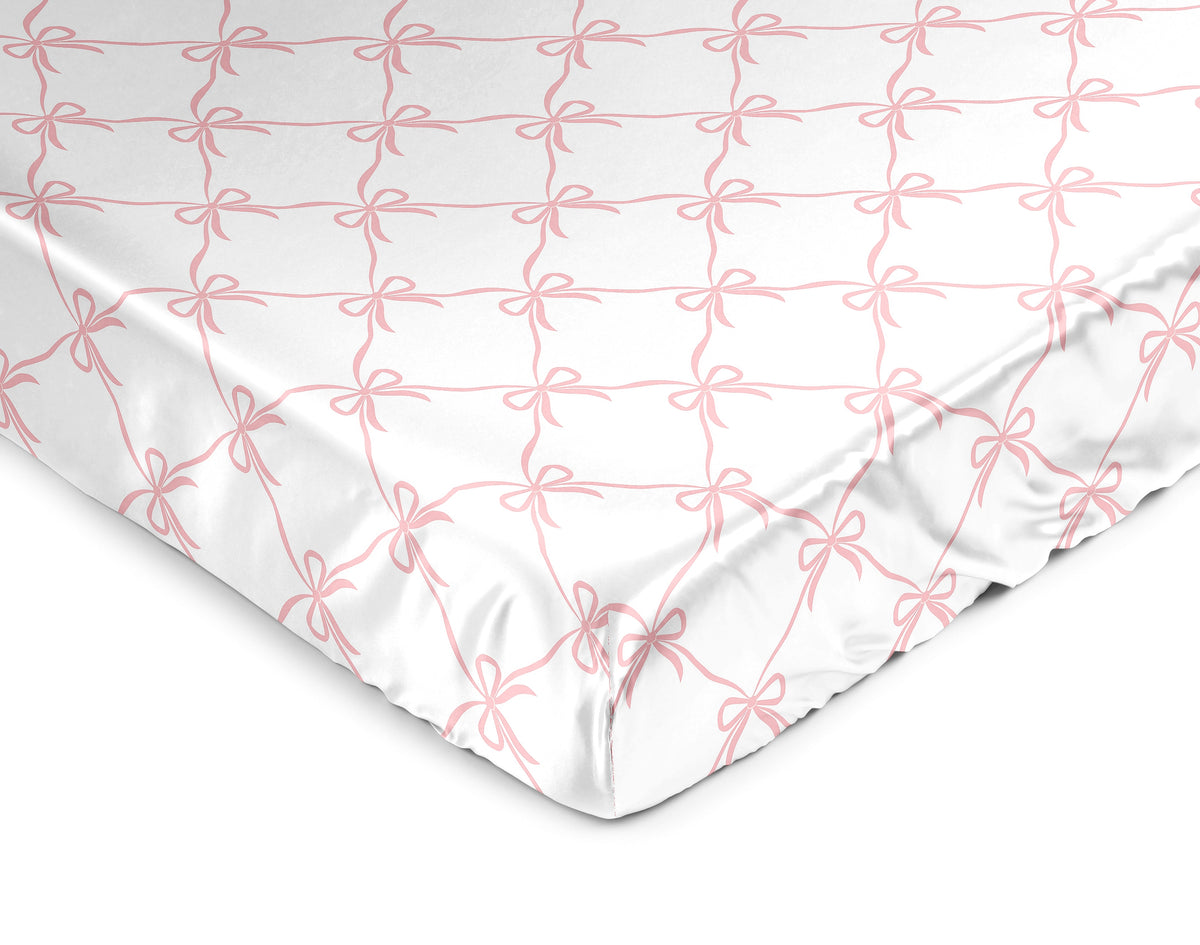 Ballerina and Ballet Bows Collection Satin Fitted Crib Sheet