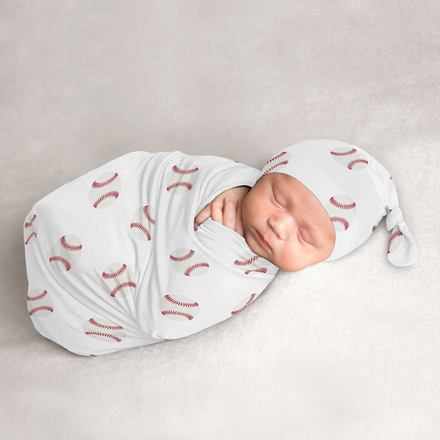 Baseball Patch Collection Baby Cocoon and Beanie Hat - 2 Piece Set