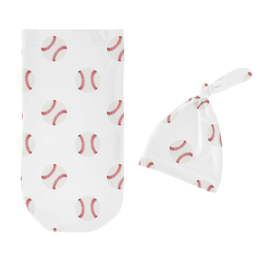 Baseball Patch Collection Baby Cocoon and Beanie Hat - 2 Piece Set