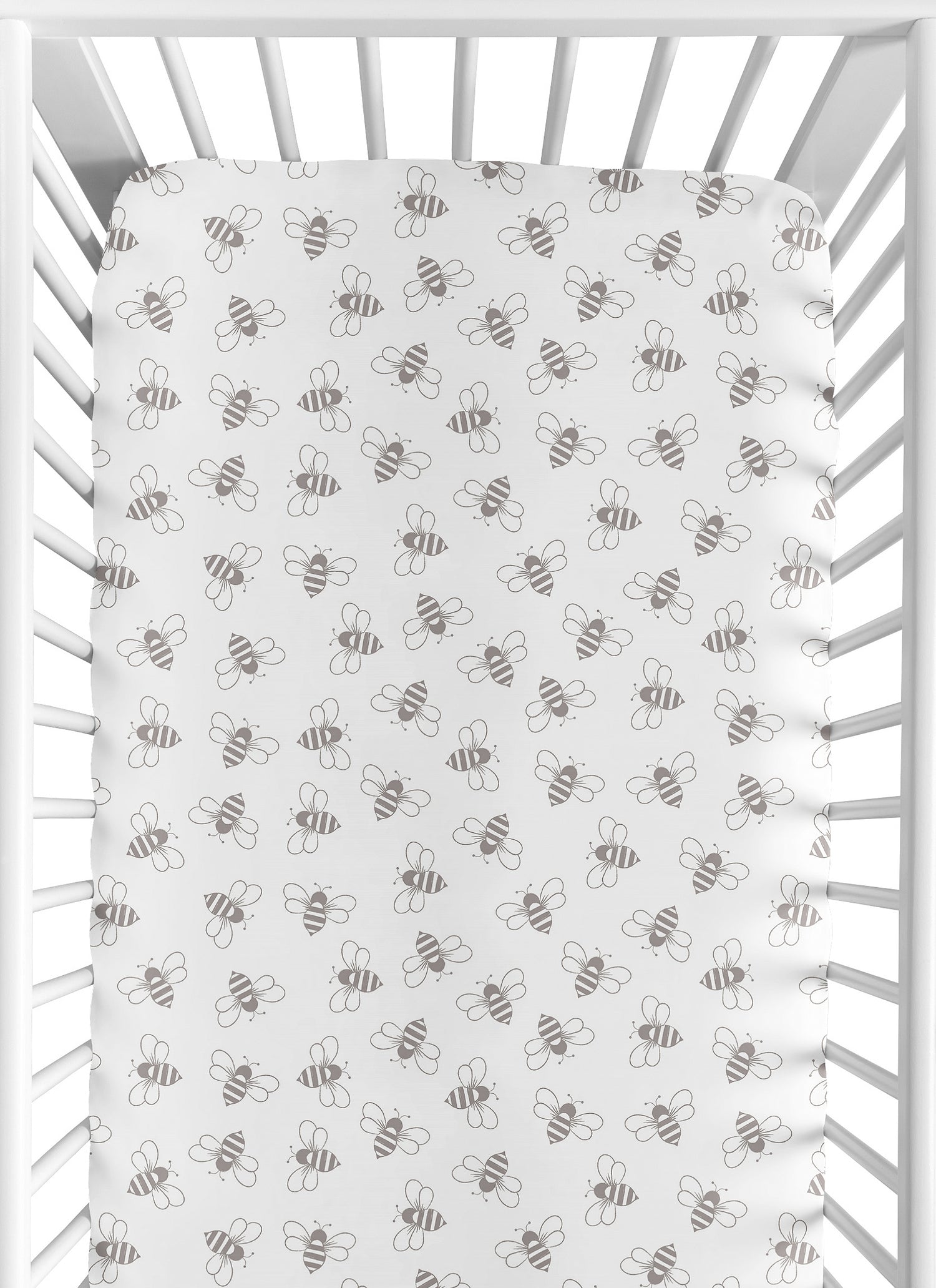 White and Grey Bees Collection Crib Sheet