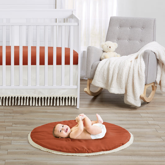 Boho Fringe Rust Orange and Ivory Collection Playmat