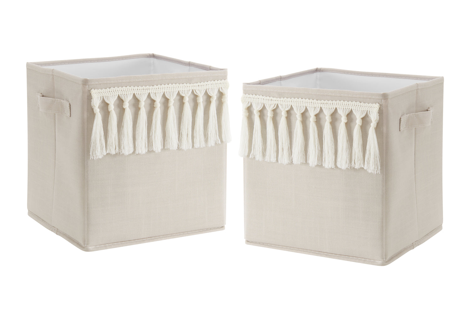Boho Fringe Linen Collection Foldable Fabric Storage Bins