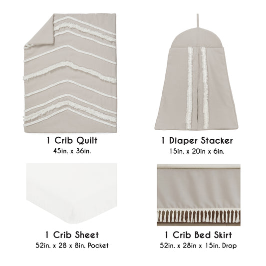 Boho Fringe Linen Collection 4 Piece Crib Bedding