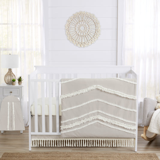 Boho Fringe Linen Collection Crib Bed Skirt