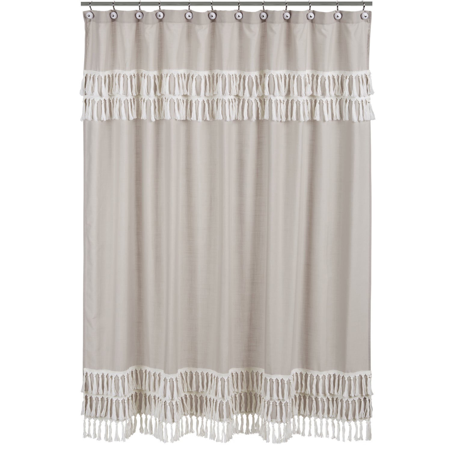 Boho Fringe Linen Collection Shower Curtain