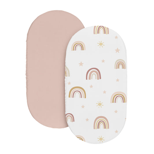 Boho Rainbow Collection 2 Pack Baby Bassinet Fitted Sheets