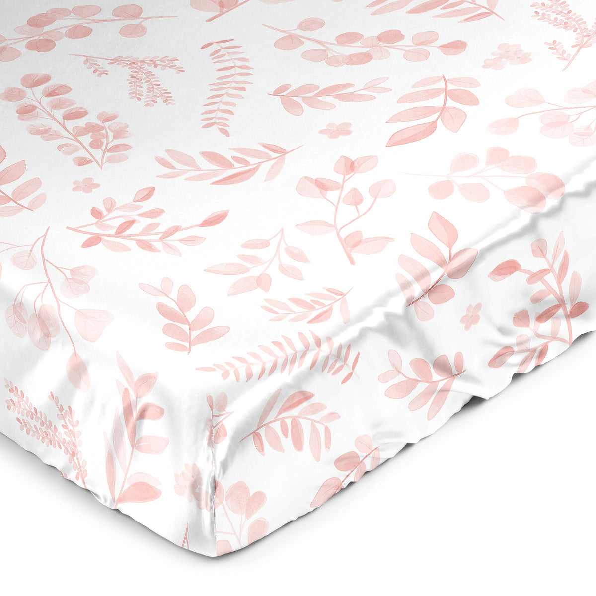 Botanical Blush Pink Collection Satin Fitted Crib Sheet