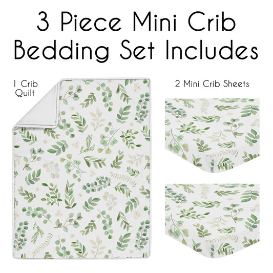 Botanical Collection 3 Piece Mini Crib Bedding Set