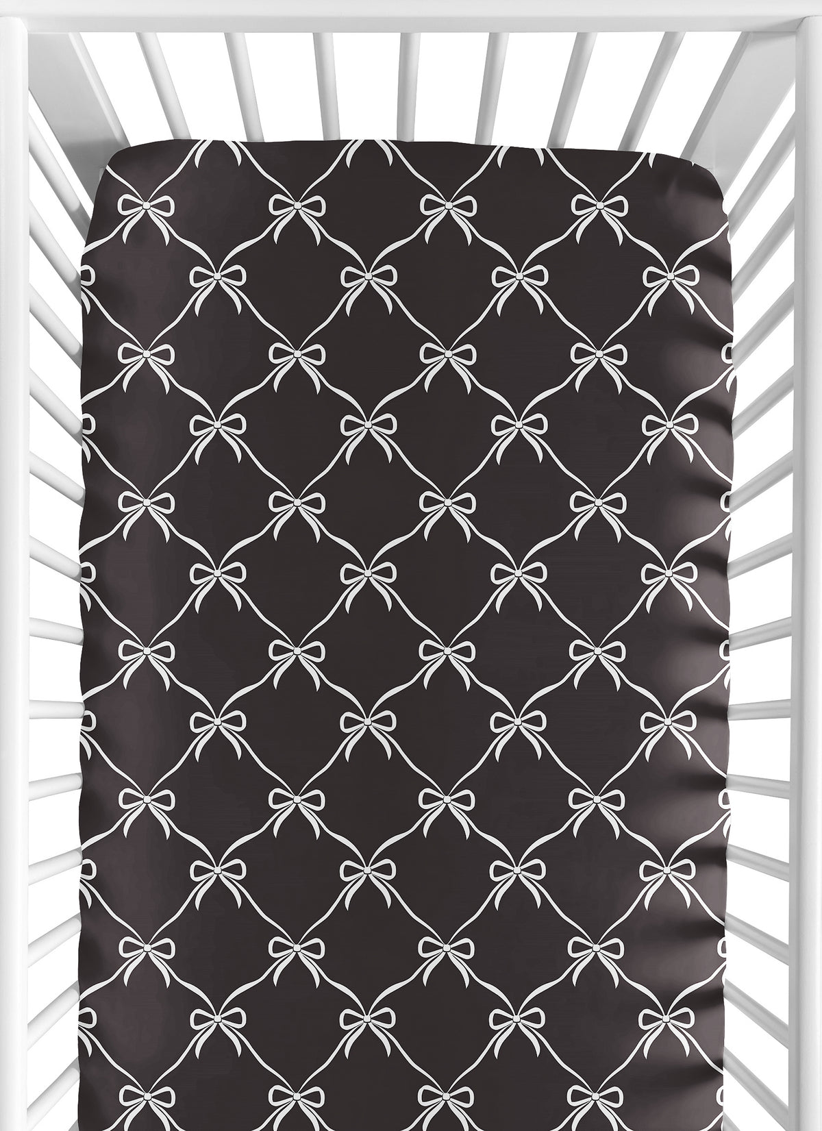 Ballerina and Ballet Bows Black Collection Crib Sheet