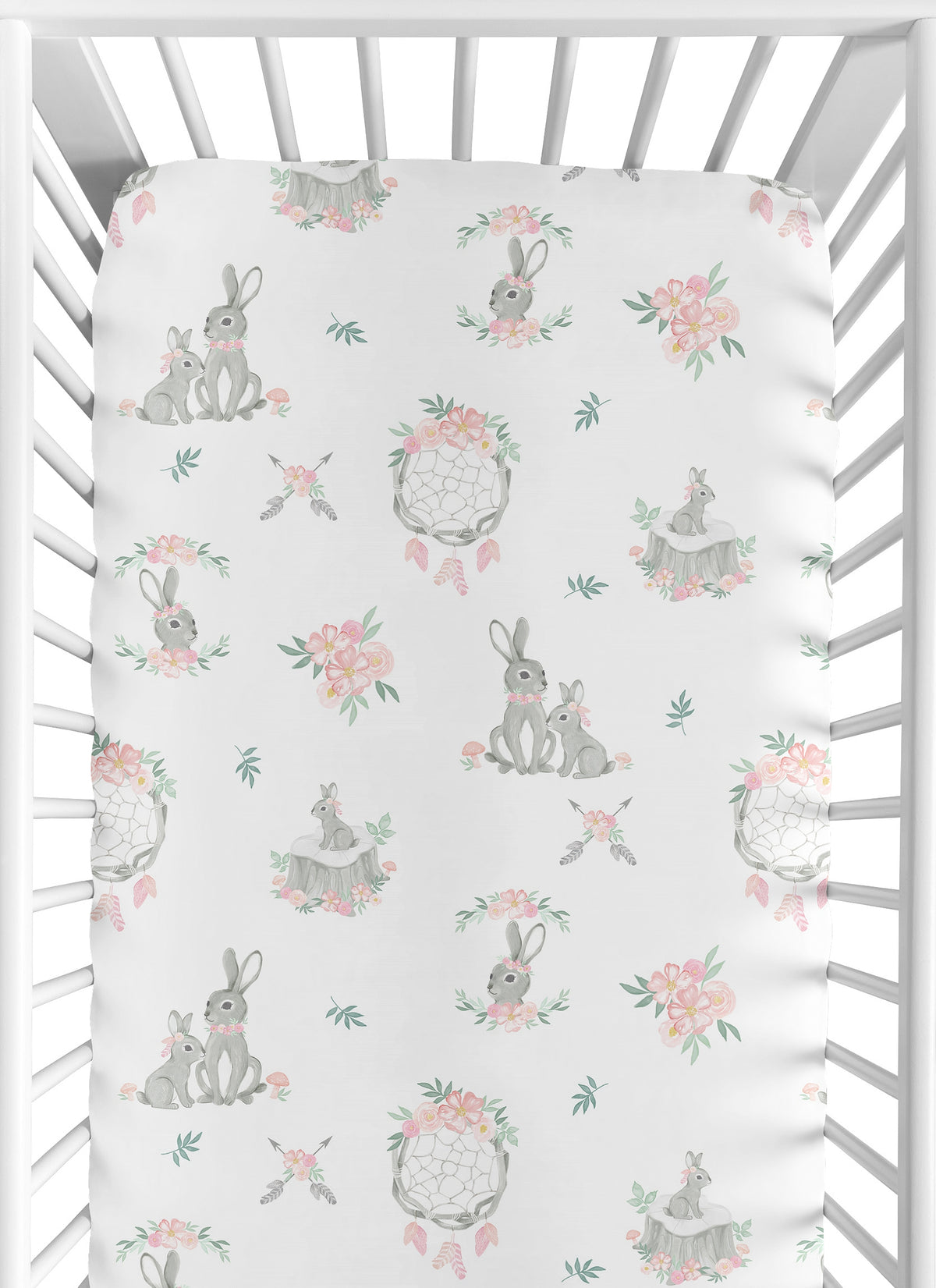 Bunny Floral Collection Crib Sheet