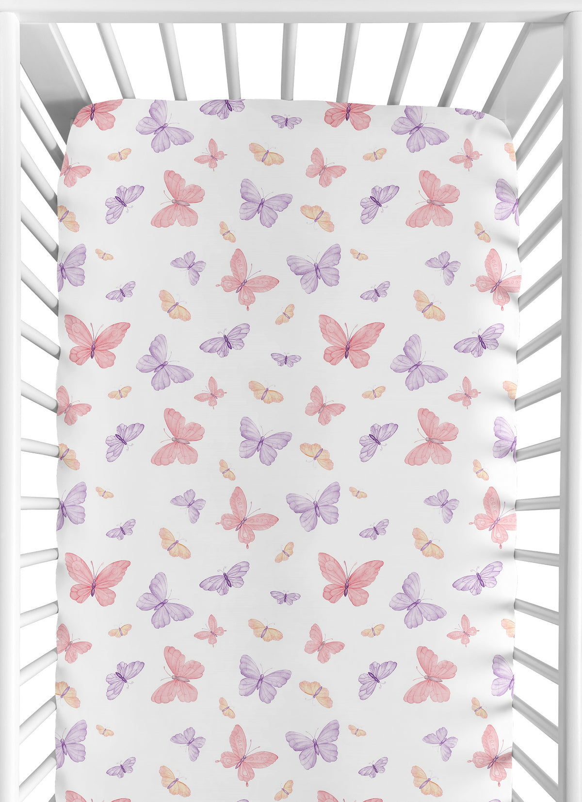 Butterfly Blush Pink and Purple Collection Crib Sheet