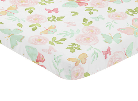 Butterfly Floral Collection Mini Crib Sheet