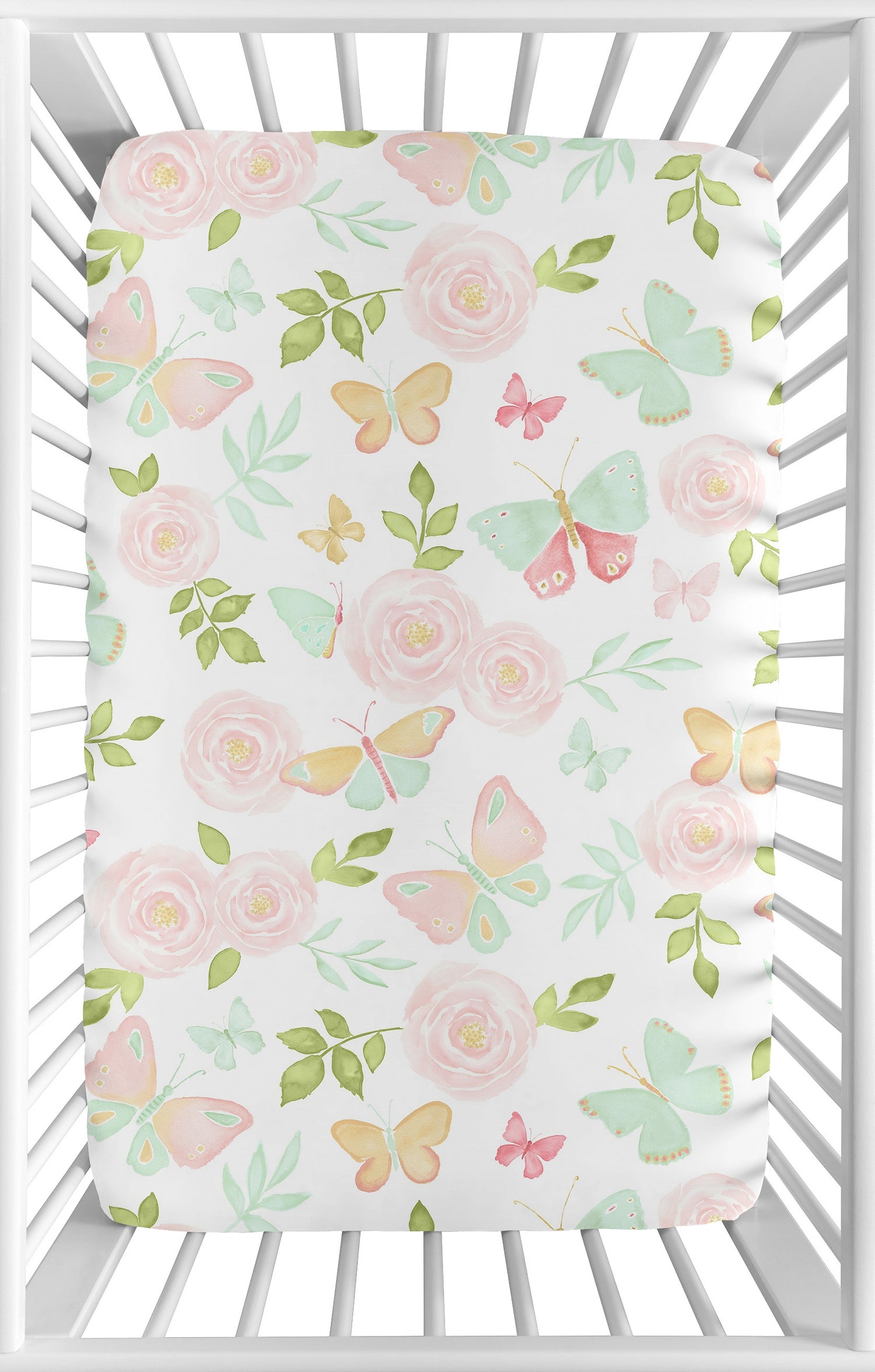 Butterfly Floral Collection Mini Crib Sheet