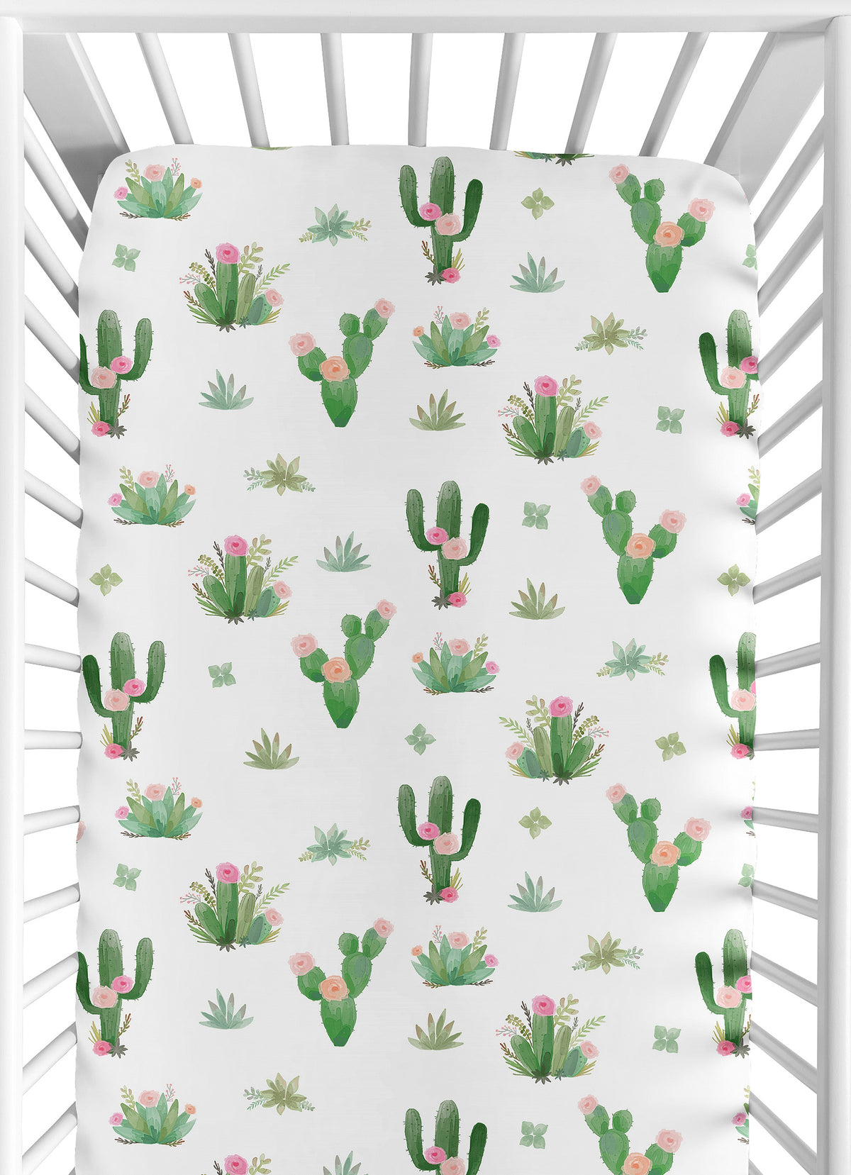 Cactus Floral Collection Crib Sheet - Cactus Floral Print