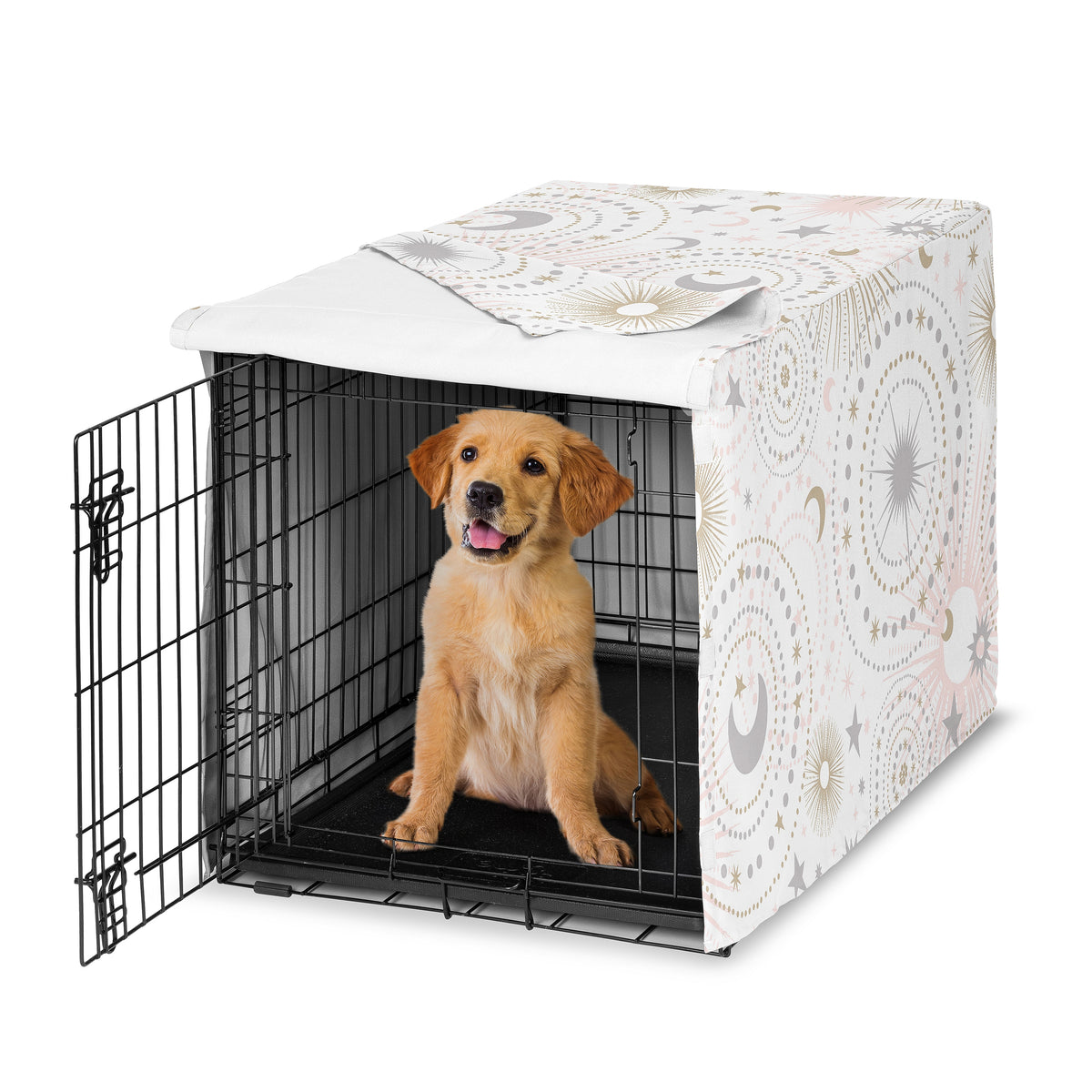 Celestial Pink and Gold Collection Dog Crate Kennel Cover 36in.