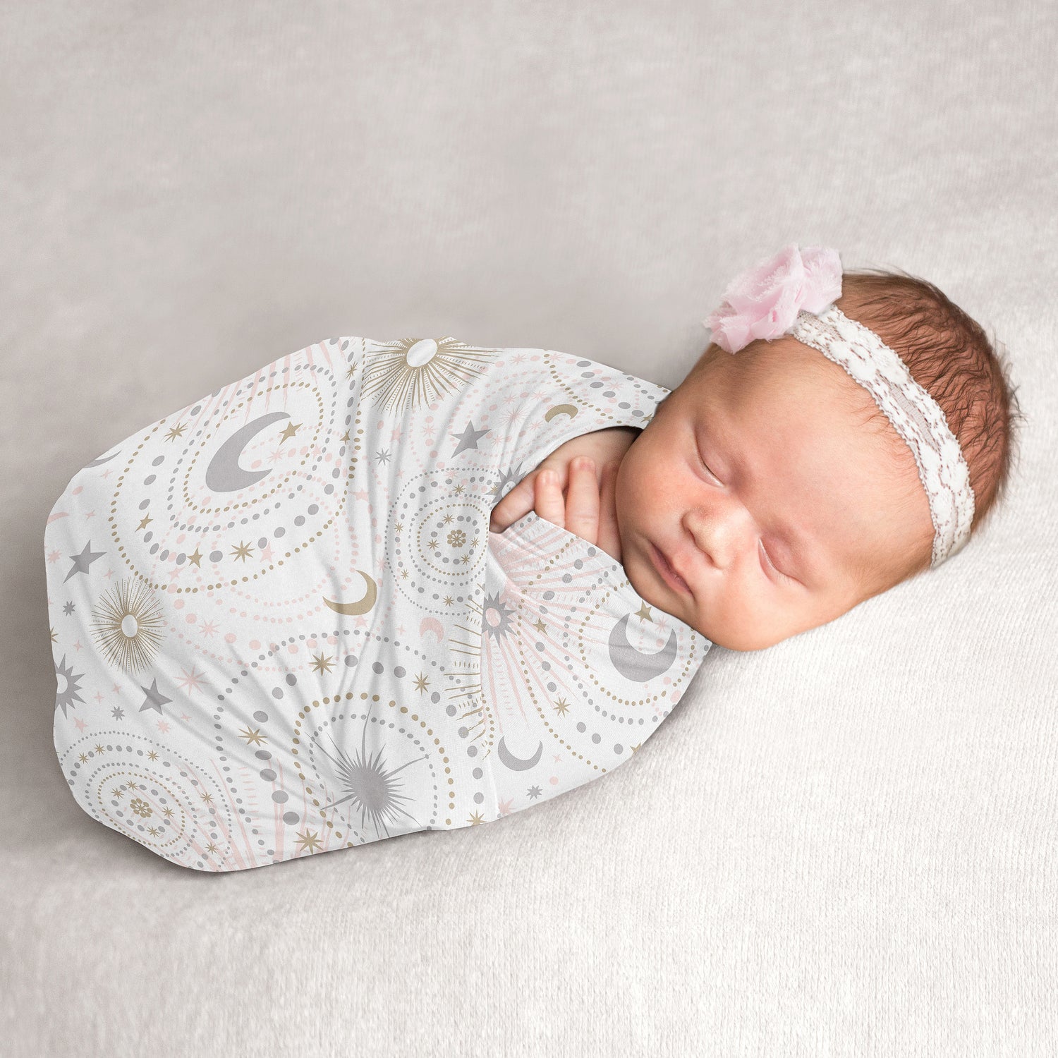 Celestial Pink And Gold Collection Baby Swaddle Blanket