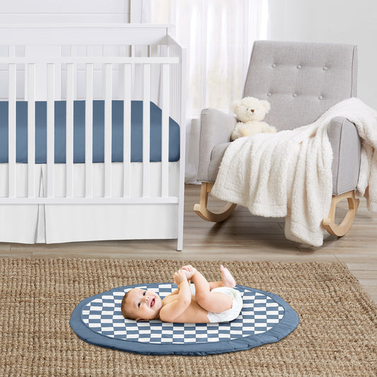 Gingham Checkered Plaid Collection Playmat - Blue and White