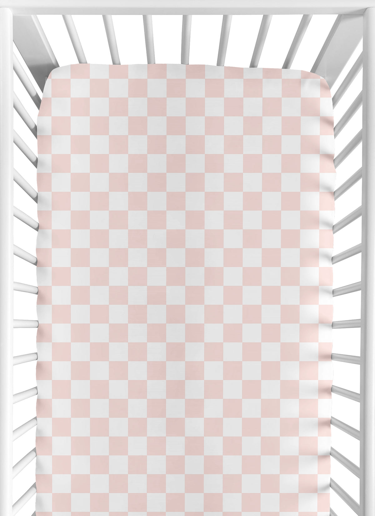 Gingham Checkered Plaid Collection Pink and White Crib Sheet