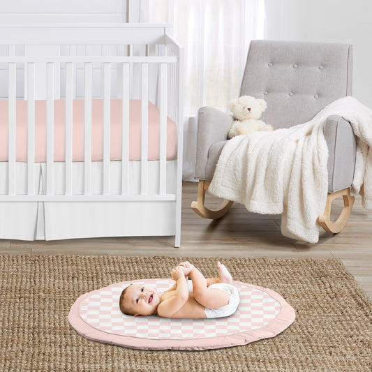 Gingham Checkered Plaid Collection Playmat - Pink and White