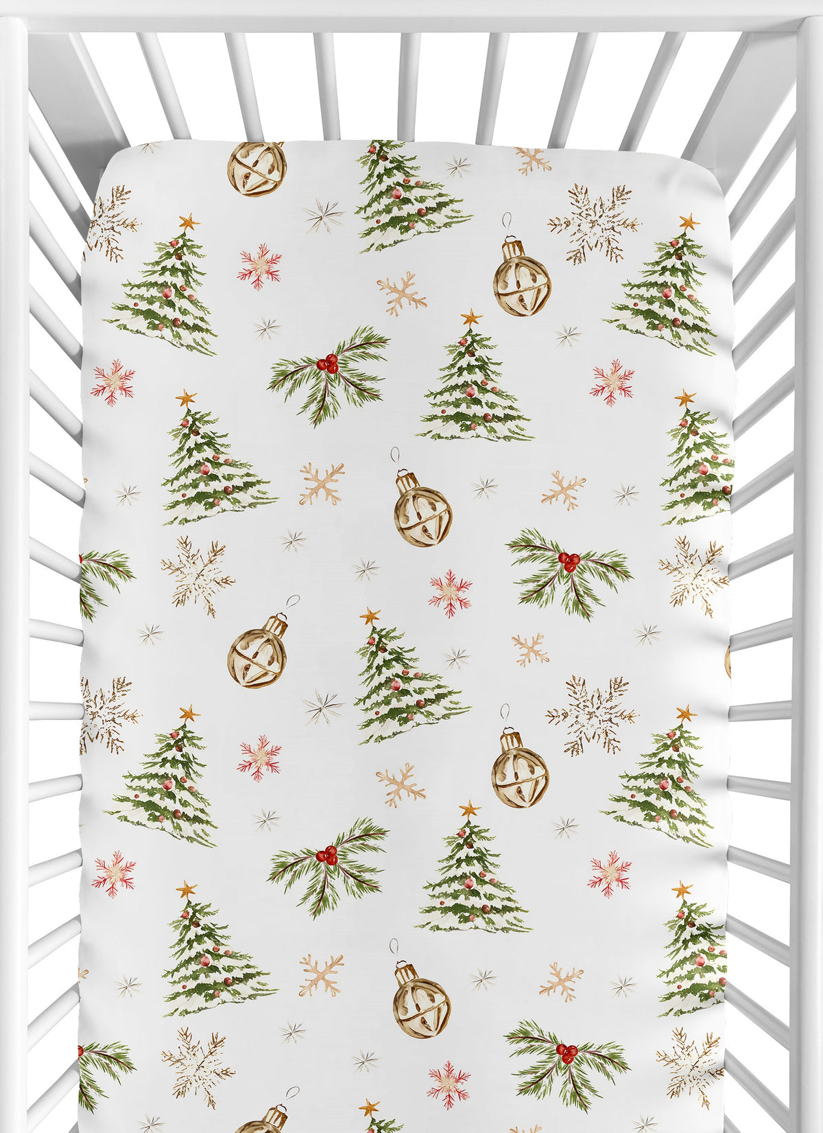 Christmas Holiday Collection Crib Sheet - Pinetrees Print