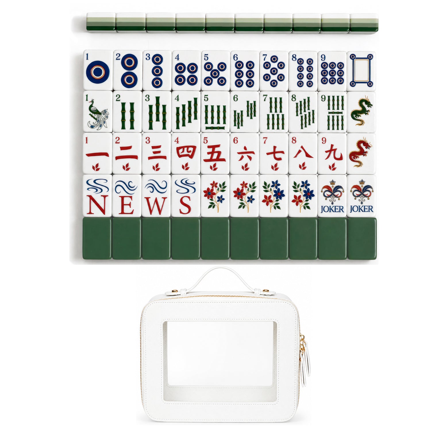 Green Classic Collection American Mahjong Tile Set (160pc) 1.26in. Layered Acrylic with Travel Bag