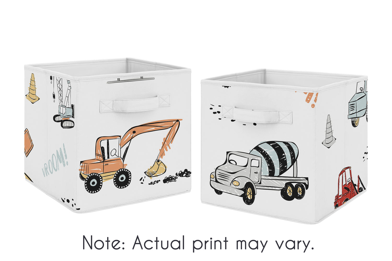 Construction Truck Collection Foldable Fabric Storage Bins