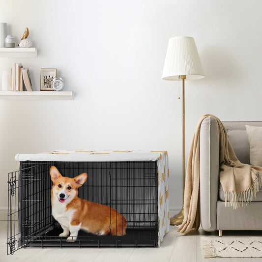 Cartoon Puppy Collection Dog Crate Kennel Cover 36in. - Corgi Print