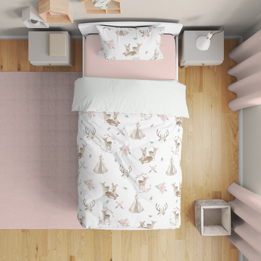 Deer Floral Collection Toddler Bedding