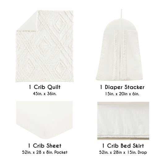 Diamond Tuft 4 Piece Crib Bedding