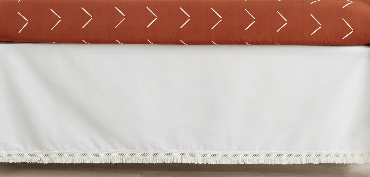 Diamond Tuft Orange Collection Fringe Crib Bed Skirt
