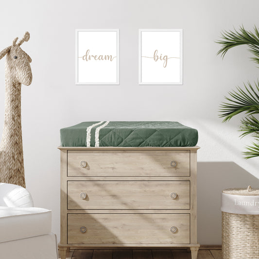 Diamond Tuft Dark Sage Green and Ivory Collection Changing Pad Cover
