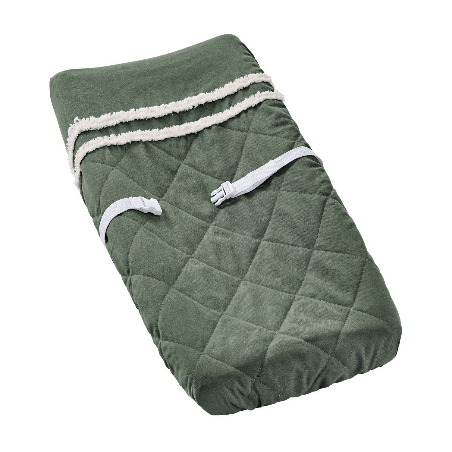 Diamond Tuft Dark Sage Green and Ivory Collection Changing Pad Cover