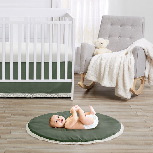 Diamond Tuft Dark Sage Green and Ivory Collection Playmat