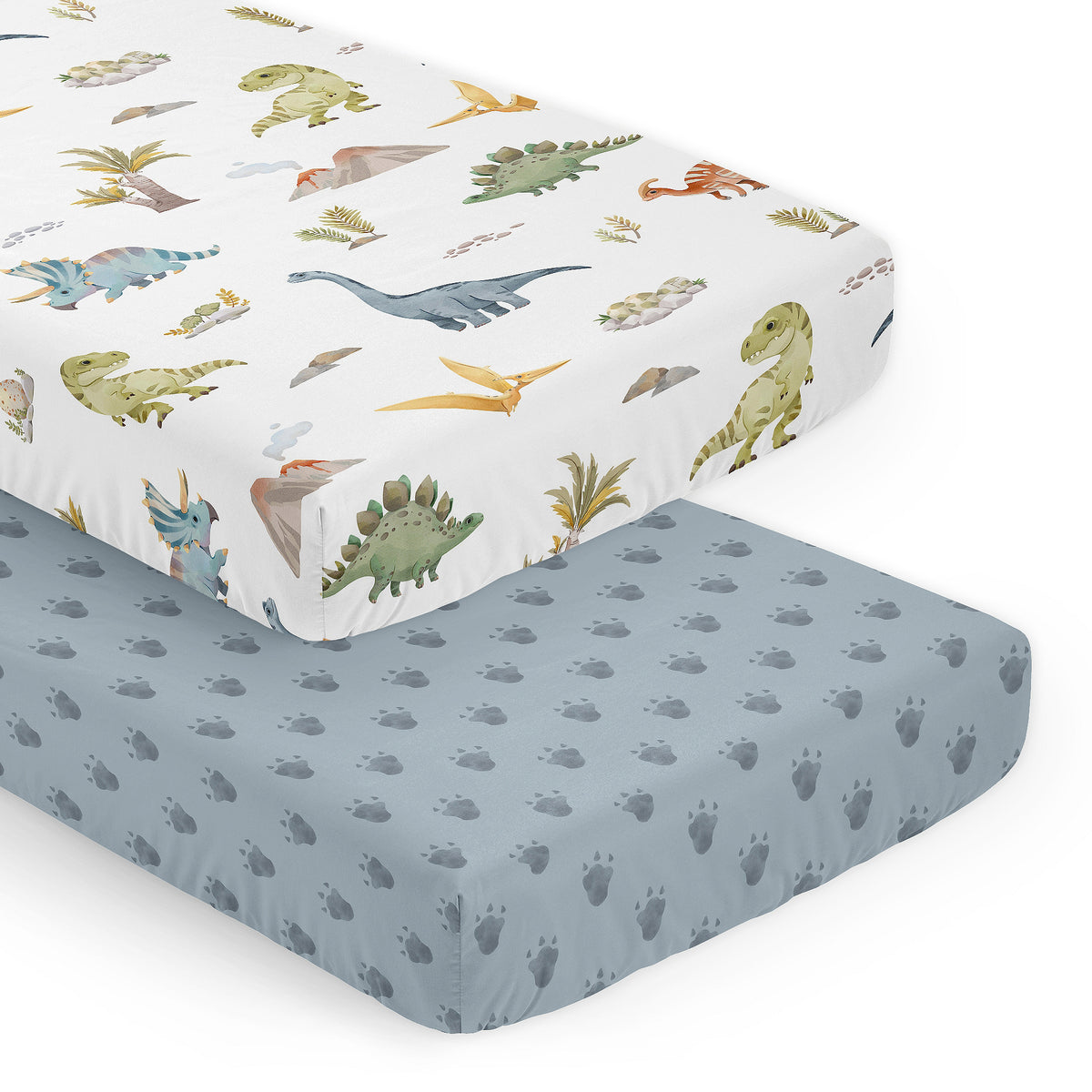 Watercolor Dinosaur Dino Collection 2 Pack Crib Sheets