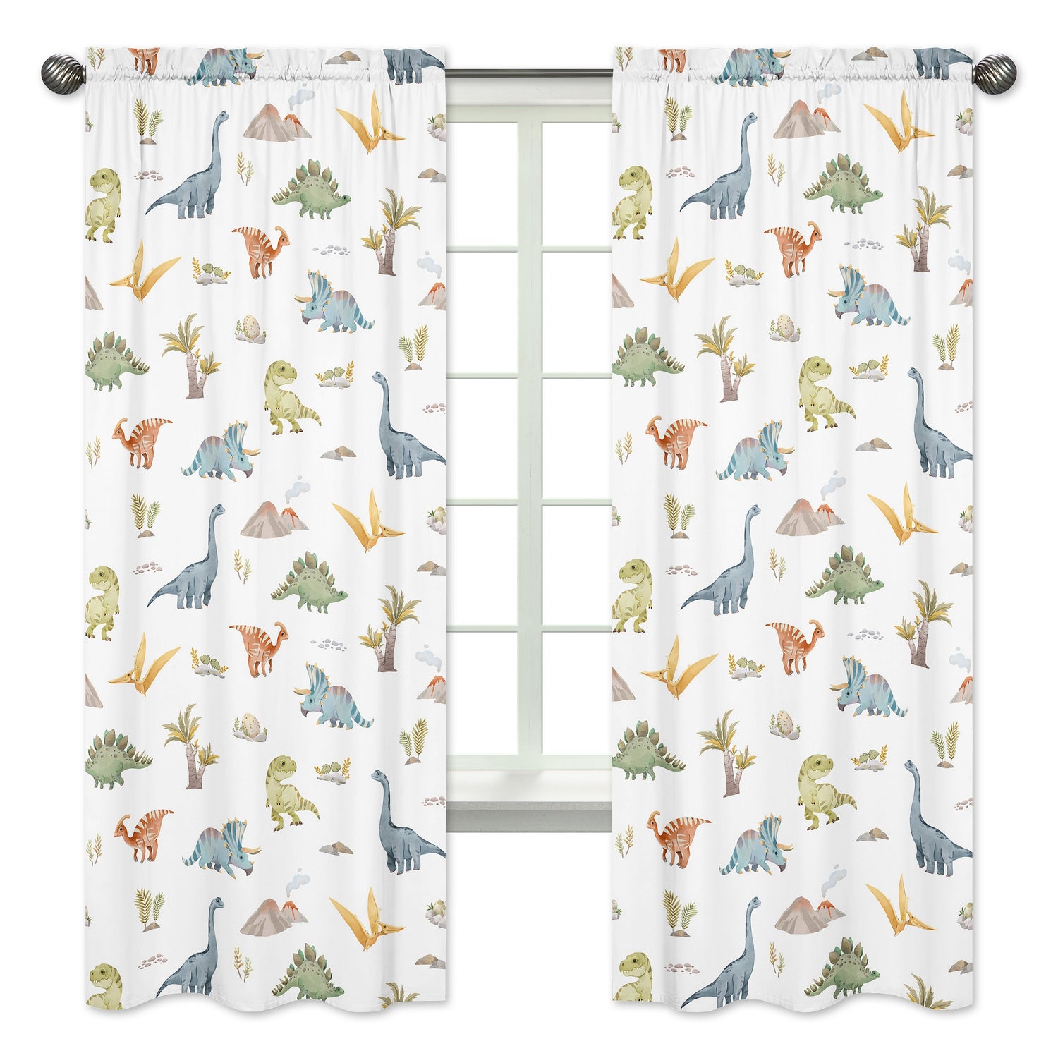 Watercolor Dinosaur Dino Collection Window Panels - Set of 2