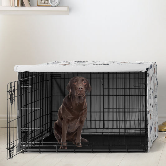 Cartoon Puppy Collection Dog Crate Kennel Cover 42in.